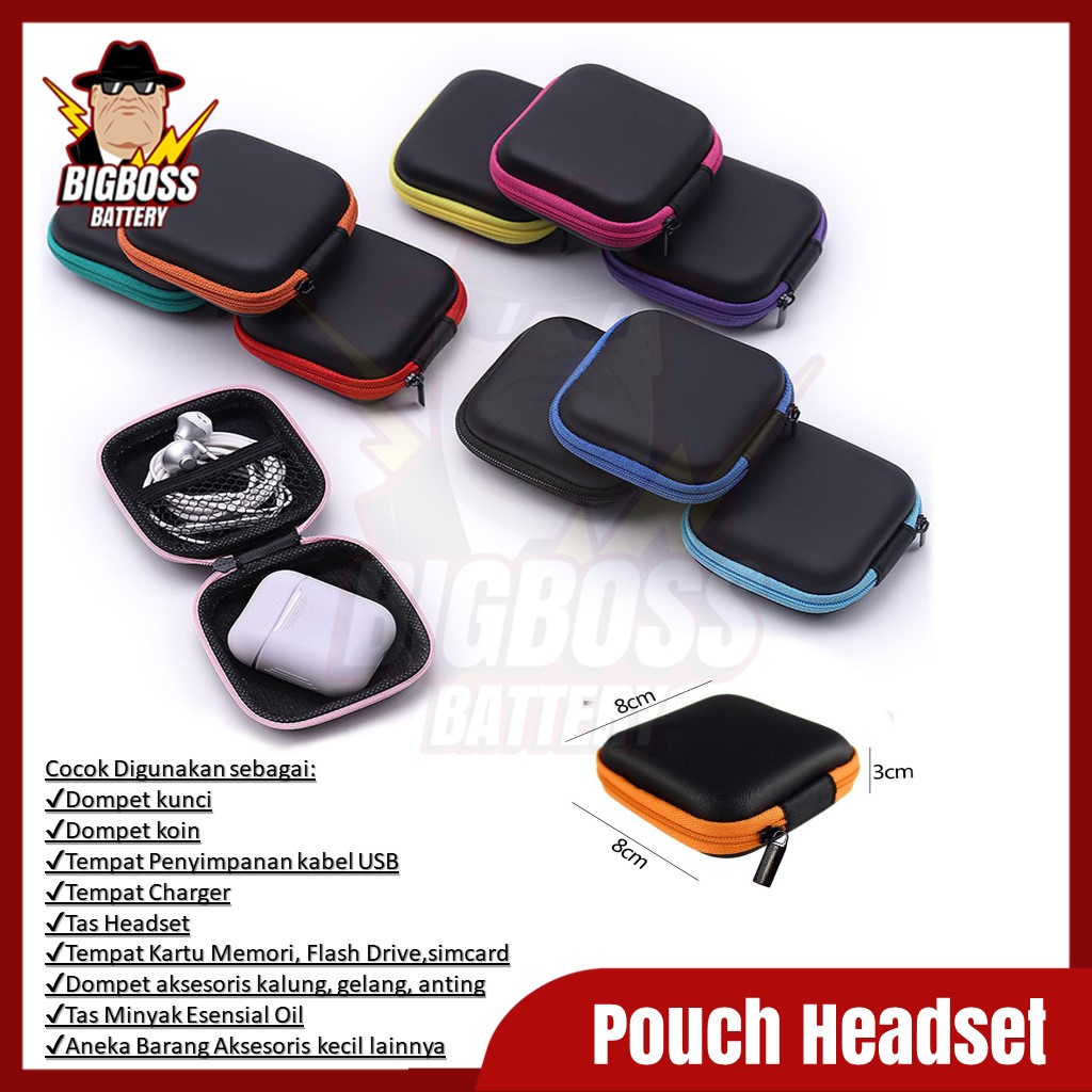 Pouch Headset Multifungsi Dompet Tempat Penyimpanan Earphone kabel charger koin kunci tas mini persegi sarung universal