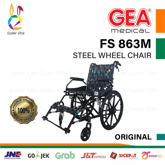 GEA KURSI RODA FS 863 BLACKSTEEL RODA BESAR - WHEELCHAIR GEA FS863