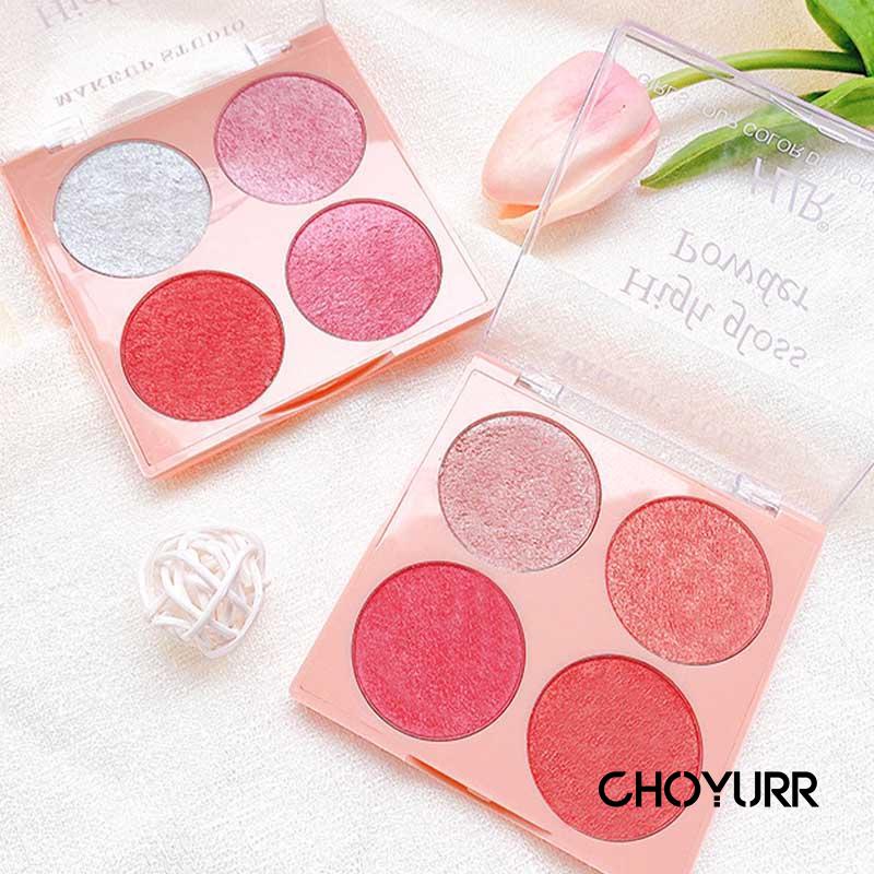 【COD】3IN1 Eyeshadow /Hightlight / Blusher  Palette 4 Warna Matte Gold Glitter Cosmetics Beauty Eye Makeup-CH