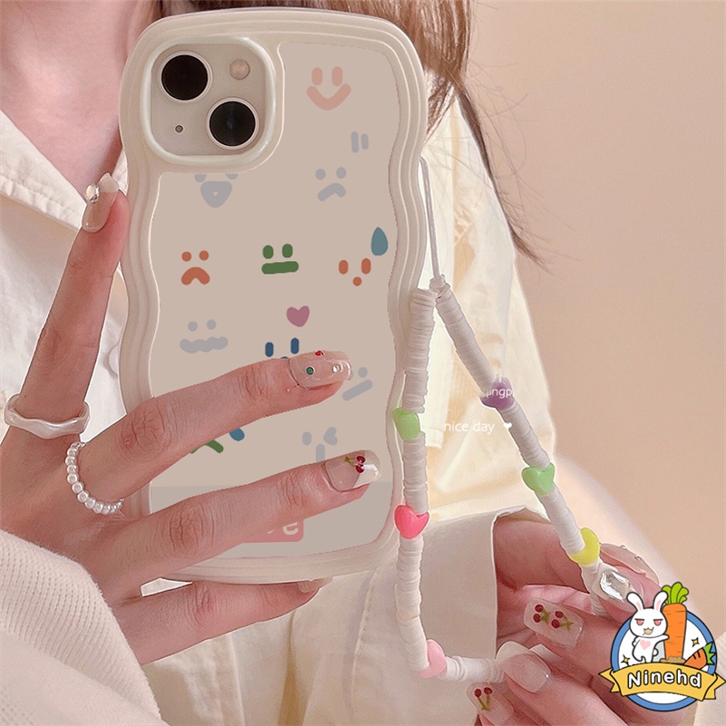 Xiaomi Redmi 12C A1 A1+ 10C 10A 10 9 9A 9C 9T Redmi Note 11 11s 10 10s 9 9s 8 Pro Xiaomi 11 Lite 11T Pro 10T Pro 12 Pro Poco F3 X3 Pro NFC  Poco X4 Pro Simple Smiley Face Phone Case Bingkai Bergelombang Soft Case Cover Pelindung