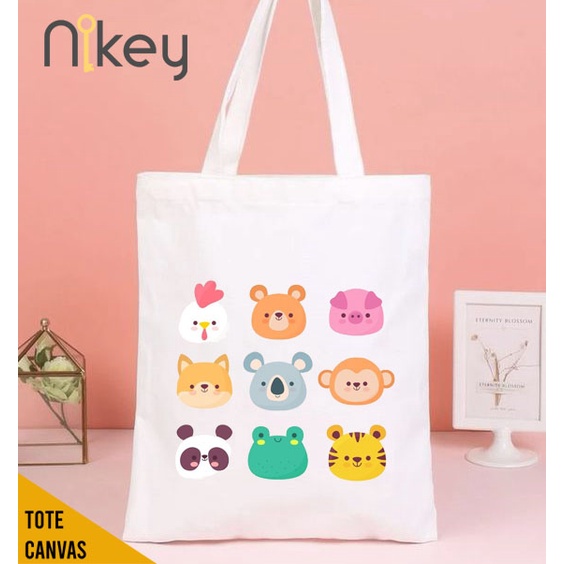 Totebag Canvas Lucu, Totebag Kucing Series, Totebag Aesthetic