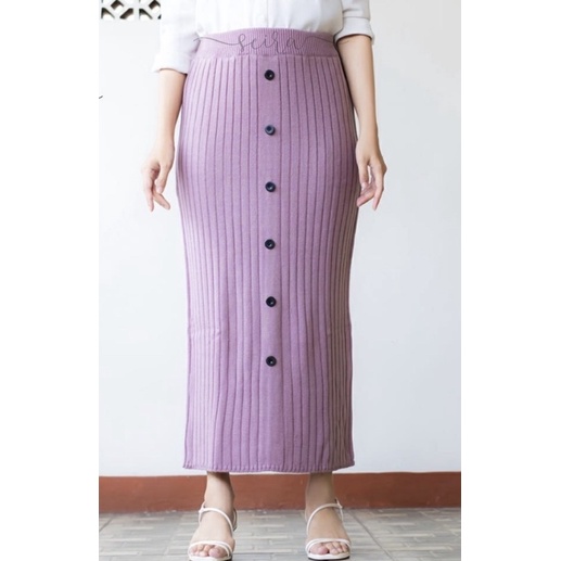 rok rajut panjang span-rok panjang premium-rok knitskirt kancing