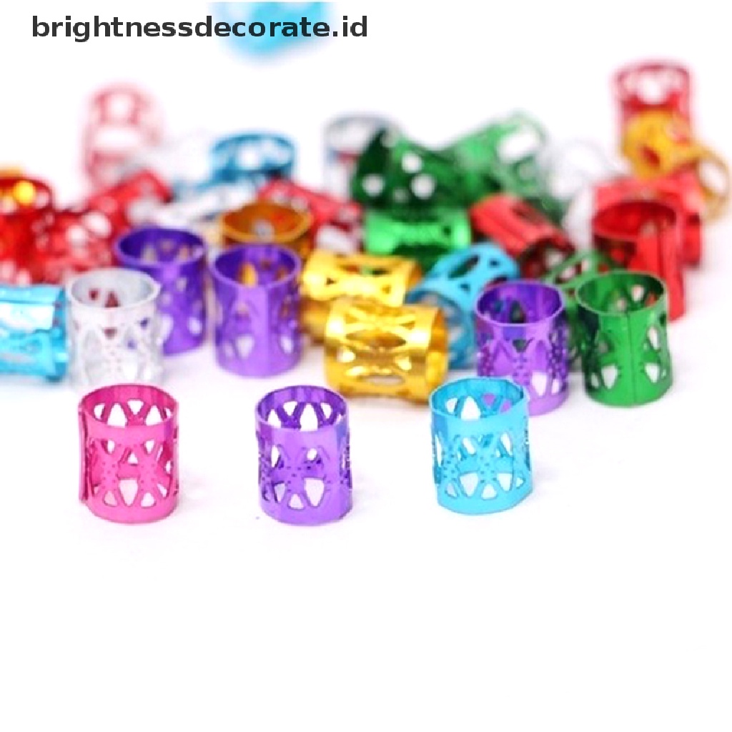 [Birth] 100 Pcs Manik-Manik Kepang Rambut Dapat Disesuaikan Gimbal Beads Braid Rings Manset Klip Tabung [ID]