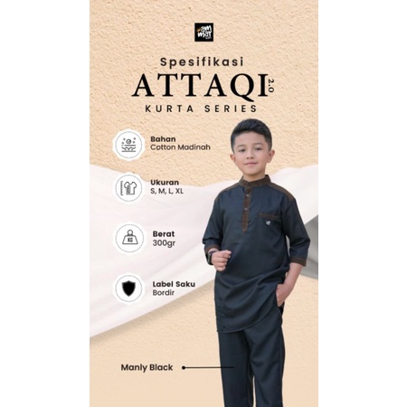 Baju Stelan Koko Anak 3-12tahun  ATTAQI Littlekhaf by AMMARKIDS Pakaian Muslim Anak Laki # Koko Stelan Anak