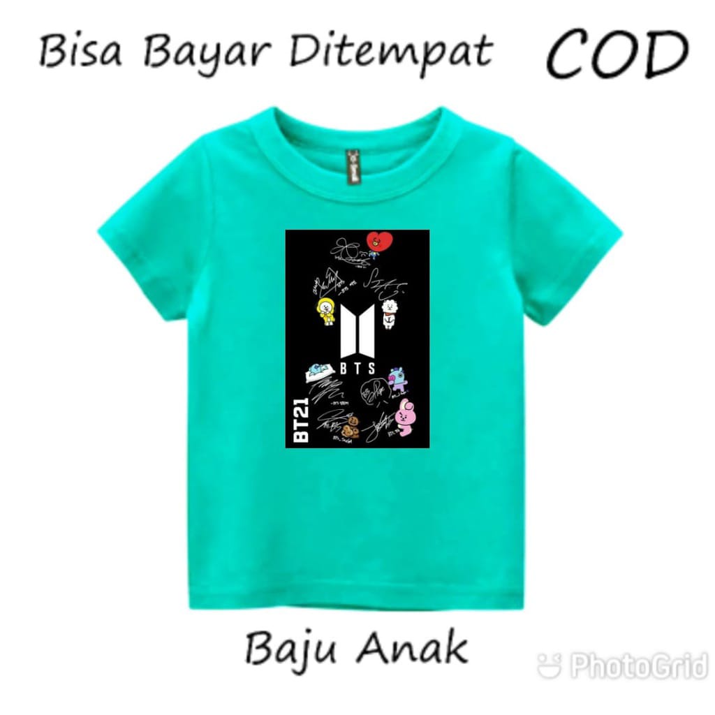 Hzl_outfit Baju Kaos Anak Anak BT21 Print Table/Kaos Anak Bayar Ditempat