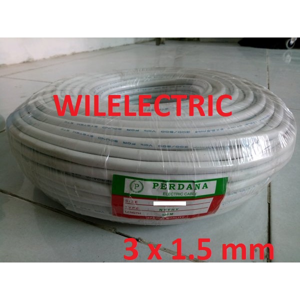 PERDANA Kabel listrik serabut NYMHY 3 x 1.5 / 3x1.5 mm putih 100m rol