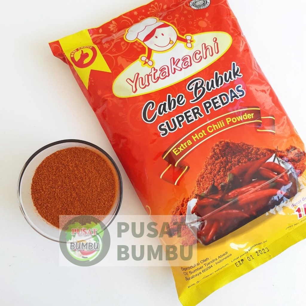 Cabe Bubuk Super Pedas 1Kg Yutakachi / Chili Powder Extra Hot 1 kg / Gochugaru / Cabe bubuk asli halus kasar /  Bumbu Tabur Keripik / Bubuk Tabur Kerupuk / Cabai bubuk Makaroni Basreng Seblak / Pusat Bumbu