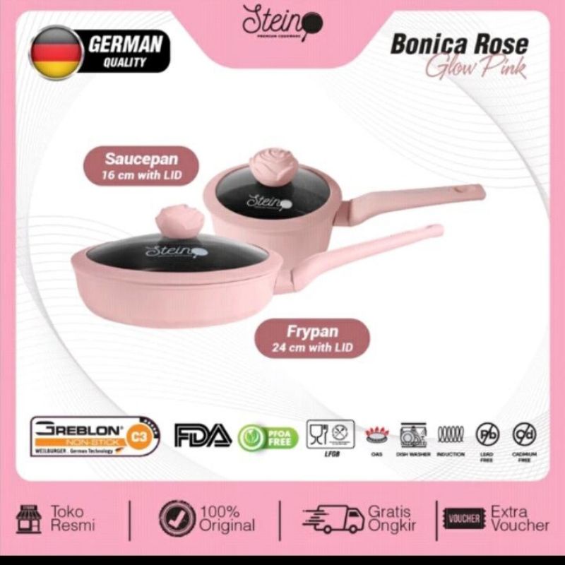 STEINCOOKWARE  Bonica Rose Set 2 in 1 panci set Granite ROSE Series