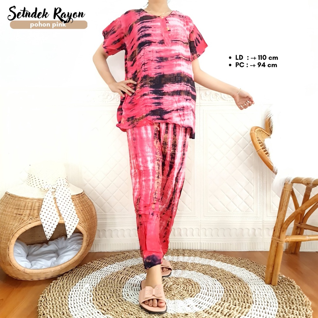 SETELAN RAYON WANITA LENGAN PENDEK