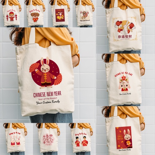 Totebag Imlek Sincia Chinese New Year Gong Xi Fa Cai blacu Bisa Custom nama -By Crion