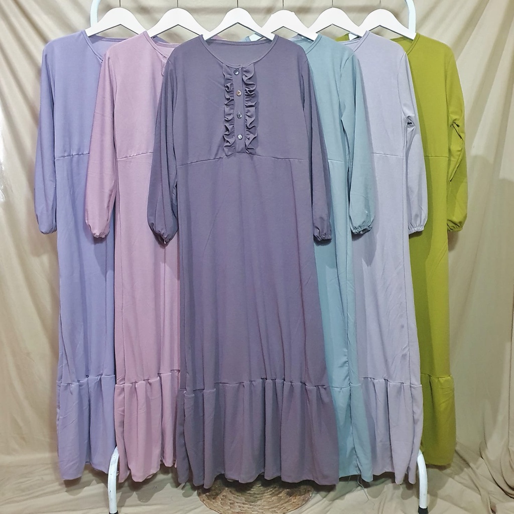 Dailythings Gamis JUMBO BUSUI Isla Renda Ukuran Fit L sampai XXL Ld 110cm Pjg 135cm