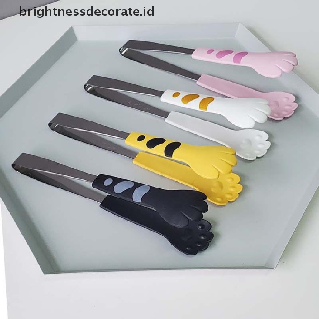 [Birth] Penjepit Makanan Bentuk Kaki Kucing Kartun Lucu Penjepit Makanan Stainless Steel Barbecue Tongs [ID]