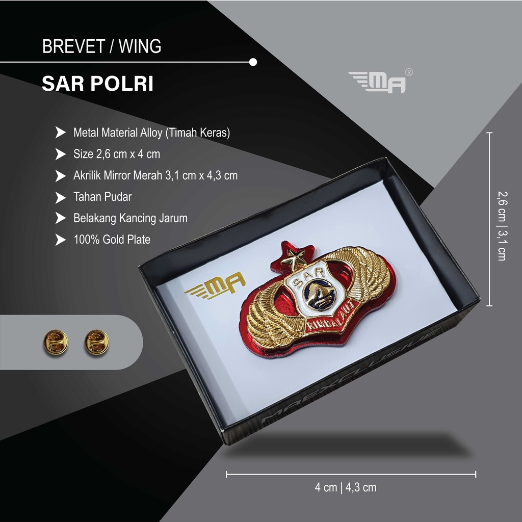 Brevet Wing Sar Polri Brivet Pin
