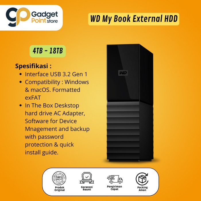 WD My Book Black Hitam - HD HDD Hardisk Eksternal External 3.5&quot;