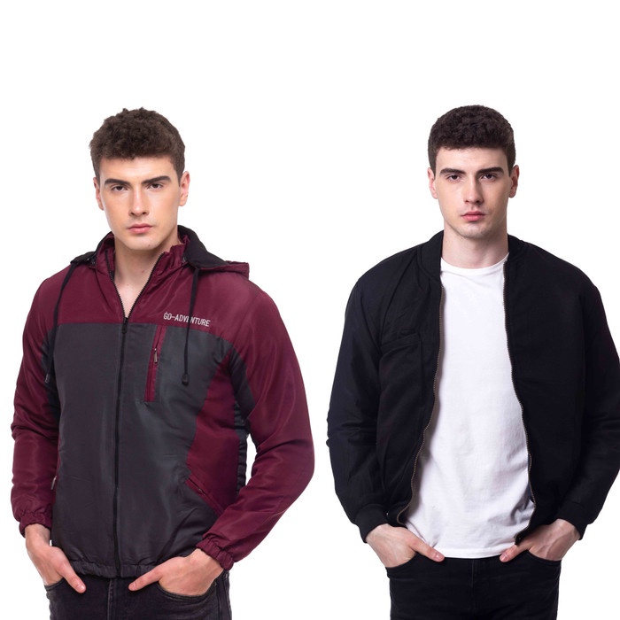 jaket pria JAKET BOMBER HODIE TERBARU BGSR PRIA ORIGINAL PARKA COWOK KEREN - Adv Maron Grey, XL(T2B7