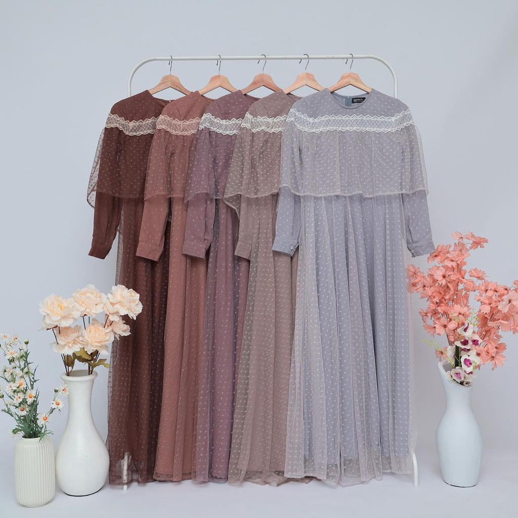 Arabelle Dress Lapis Tulle Full Furing Dress Pesta Tunangan Bridesmaid Lamaran Lebaran