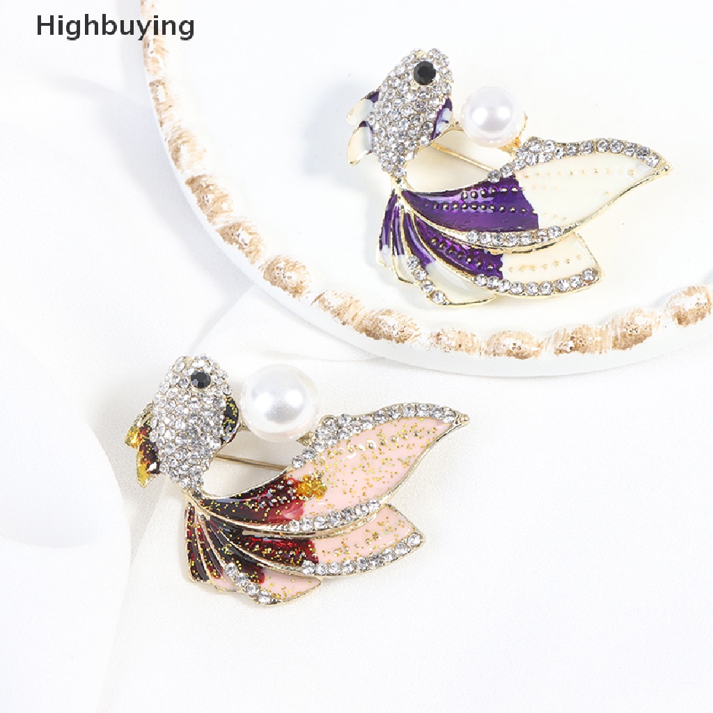 Hbid 1Pc Kristal Berlian Imitasi Ikan Mas Bros Wanita Brooch Pin Aksesoris Pakaian Glory