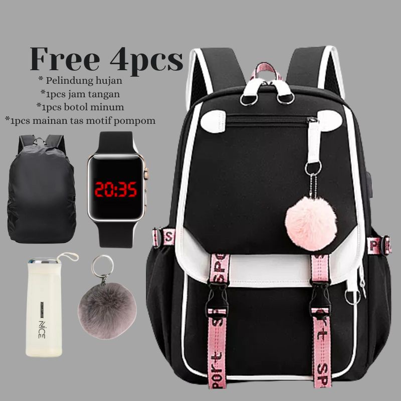 Tas Ransel Sekolah Terbaru Free 4 pcs Perlengkapan/Ransel Kinosi vrotual kombinasi