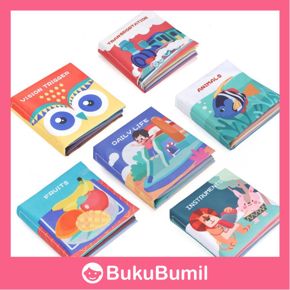 LUGO Baby Toys - 6pcs/set Buku Kain Anak Soft Cloth Book Bayi Baru Lahir 0-12 Bulan Mainan Edukasi U