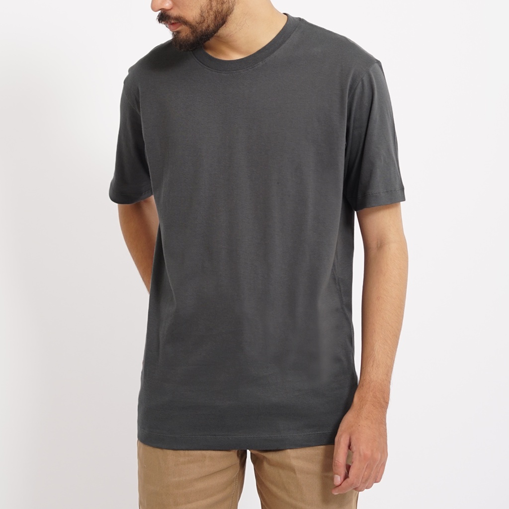 PLAIN Basic T-Shirt - Dark Grey (Kaos Polos Reguler Cotton 30s)