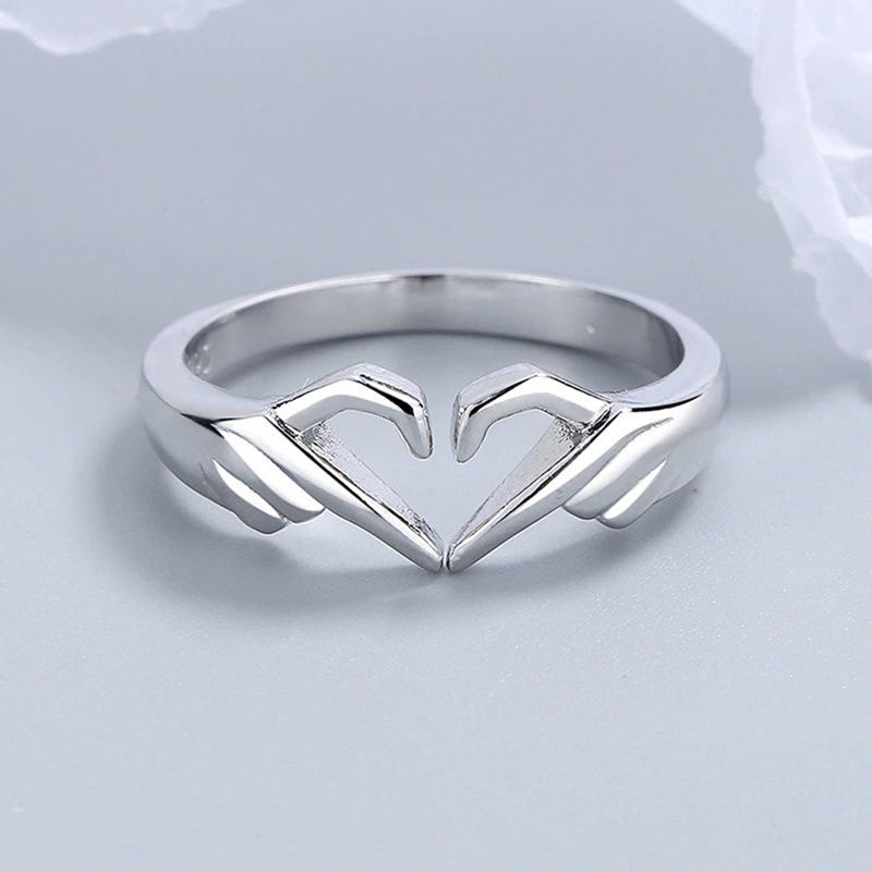 Cincin Hati Romantis Geometris Cinta Pasangan Fashion Rings Perhiasan Pernikahan Rings