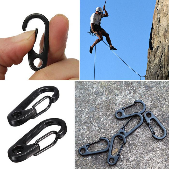 Mini D-type Buckle Hanging Carabiner Keychain EDC Portable Tools Alat Bantu Tali - B36 OMSE29BKBlack