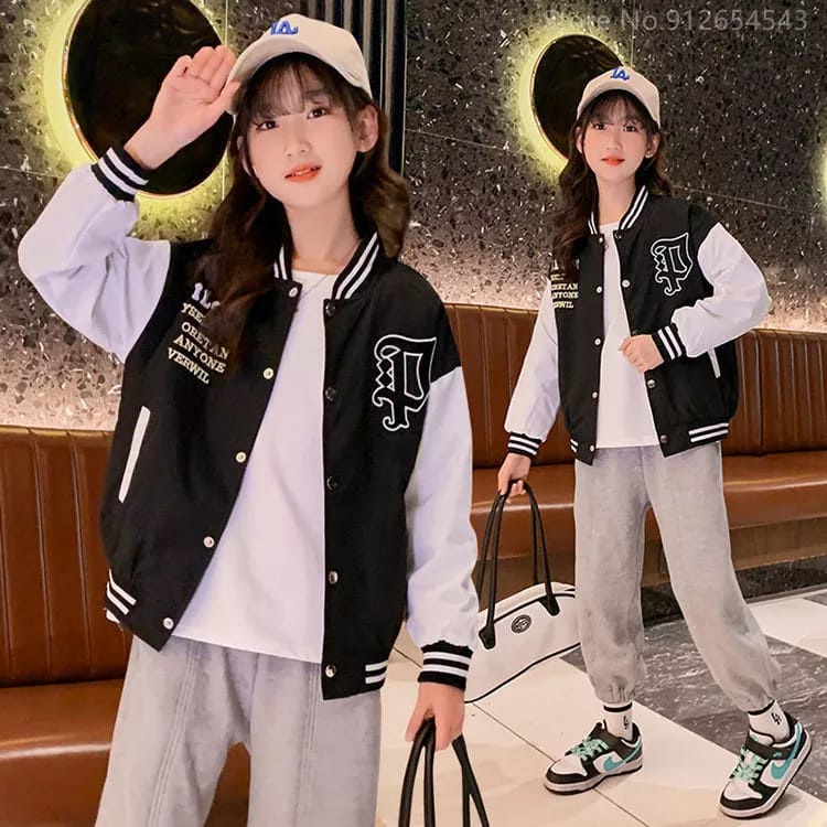 P Live Varsity Baseball Anak Tanggung Unisex Outerwear Jaket Base Ball Casual Daily Fleece Tebal Premium