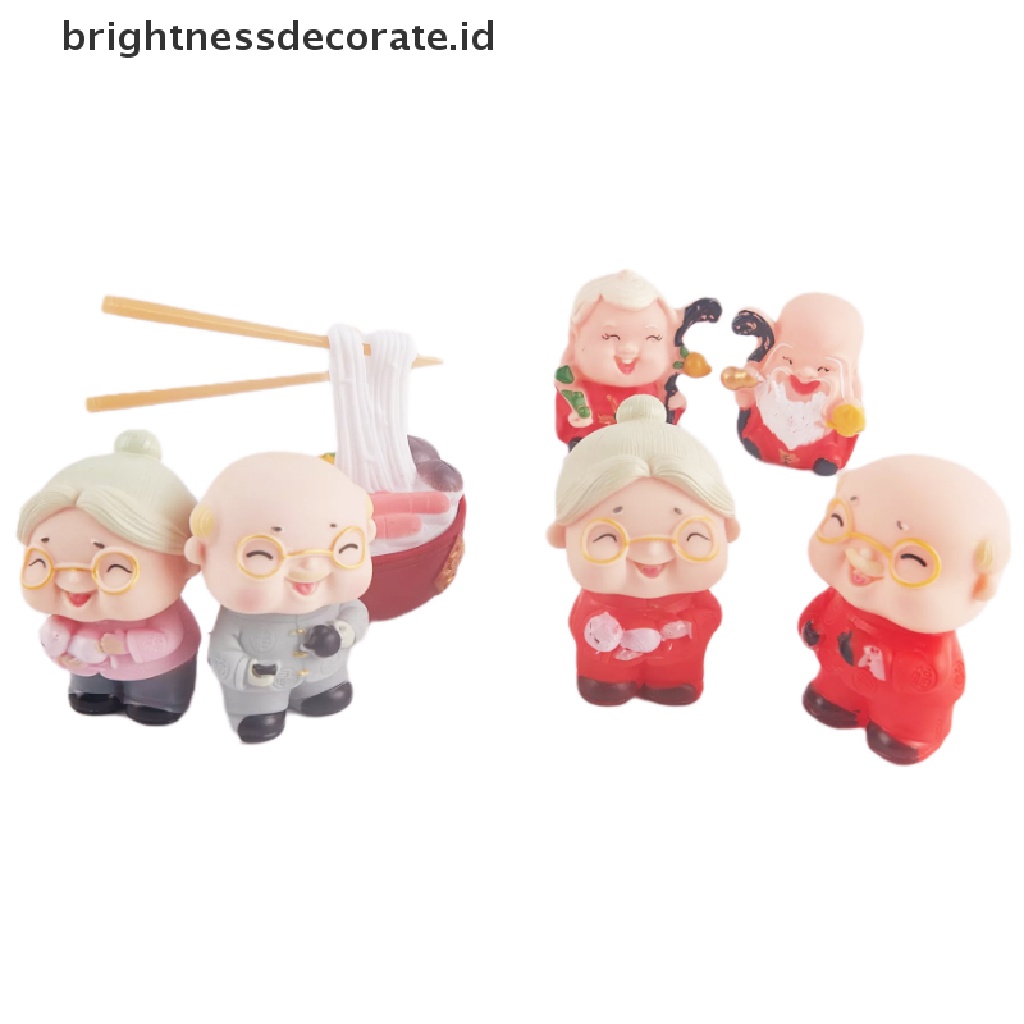 [Birth] 1pasang Lucu Panjang Umur Kakek Nenek Dekorasi Kue Pesta Cake Topper Ornaments [ID]