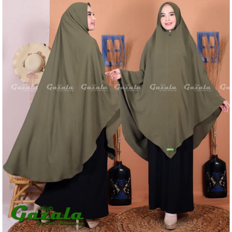 Khimar Crinkle JUMBO NONPAD Model V Shape Jilbab Lancip Segitiga Runcing Bahan Crinkle Airflow Premi