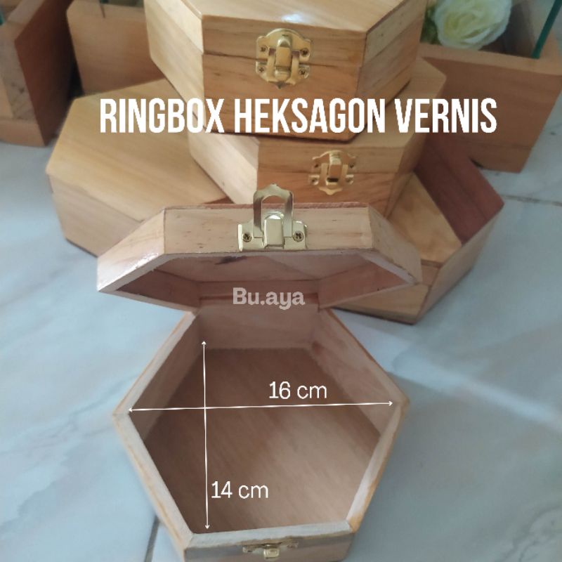 Ringbox Heksagon Kayu kotak Perhiasan