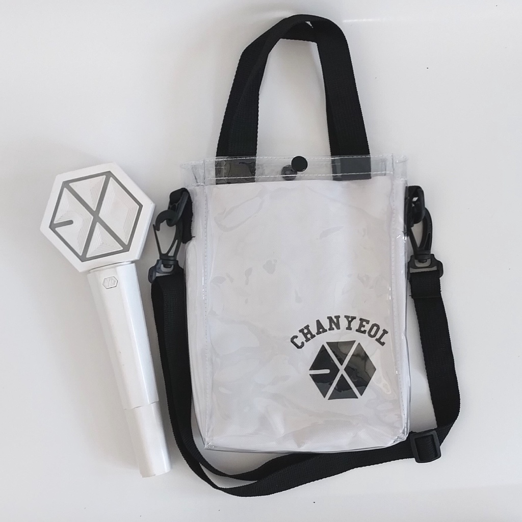 SEHUN CHANYEOL EXO TAS SELEMPANG TRANSPARAN PVC KANVAS MIKA SLING BAG EXO