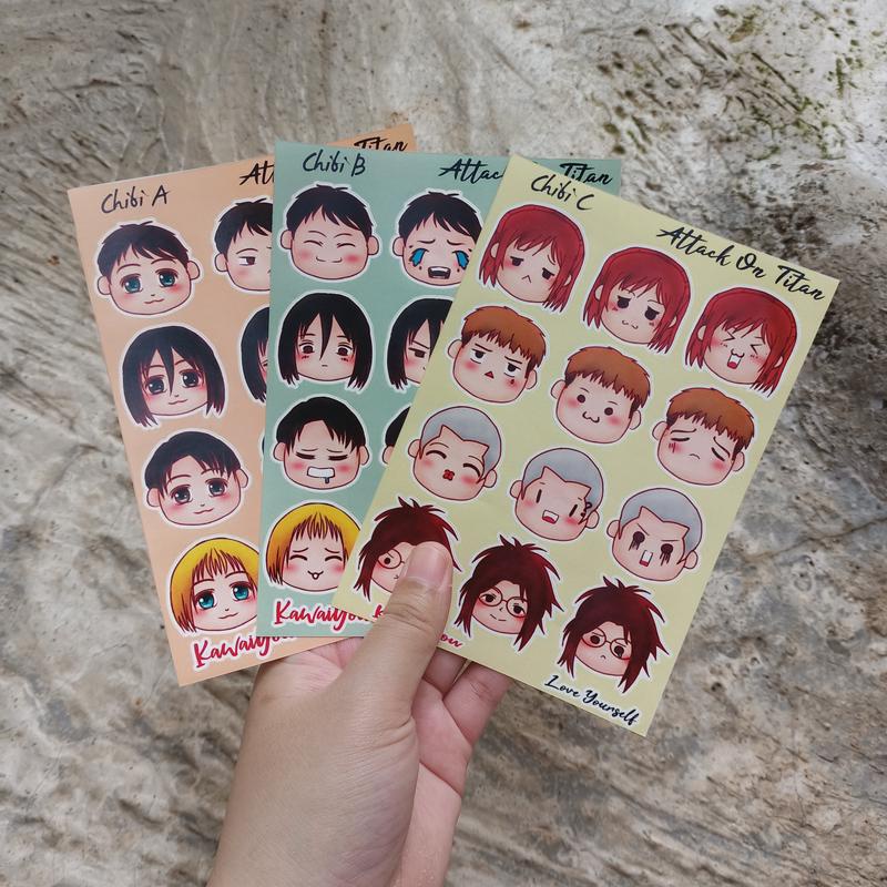 

Stiker Anime Attack On Titan Chibi Cute Face | Sticker Aesthetic Anime Laptop Hp Tumblr Journal (Ready Stock) by Kawaiyu