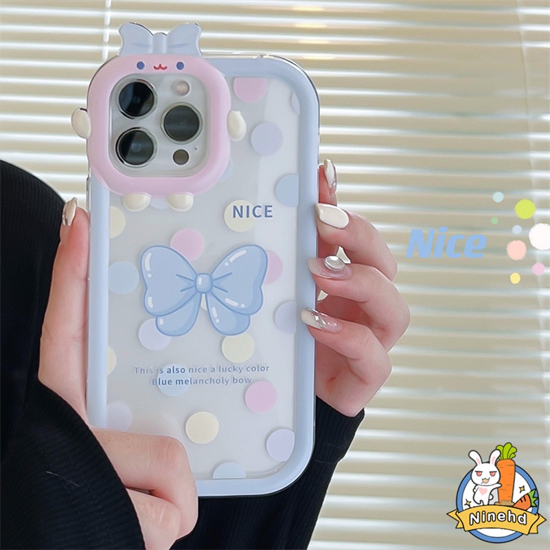 IPHONE Casing Kompatibel Untuk Iphone14 13 12 11 Pro Max X Xr Xs Max7 8 6 6s Plus Se2020Manis Keren Gadis Gelombang Dot Ikatan Simpul Casing Ponsel Lensa Penuh Perlindungan Jatuh Soft Case Cover Pelindung