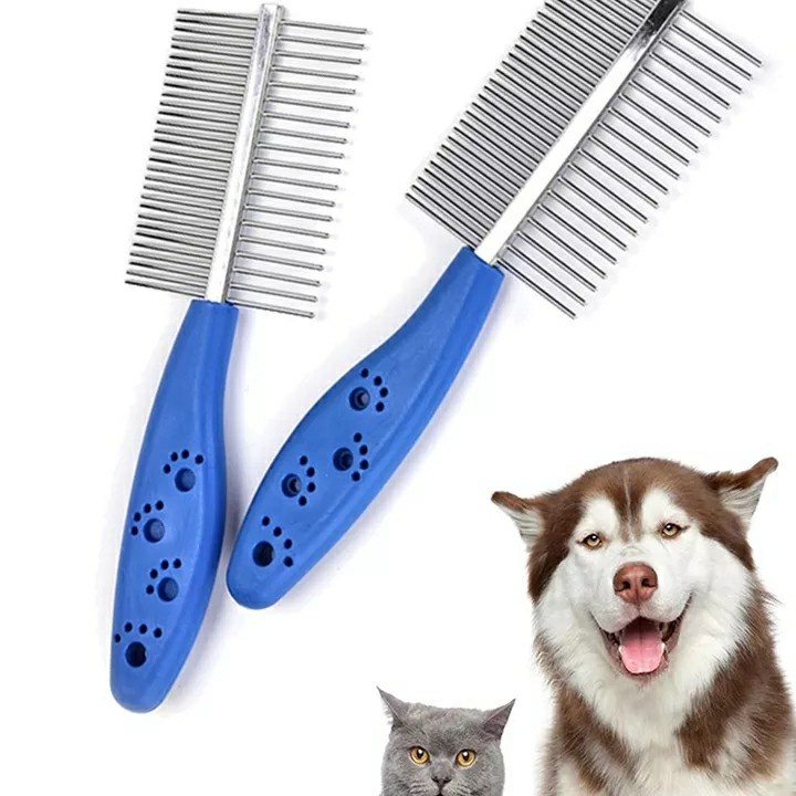 Sisir Grooming Kucing Anjing 2 sisi Besi Stainless/setara sisir kandila