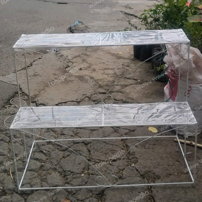 $$$$] rak standing pot bunga / rak pot tanaman besi susun 2 - Putih