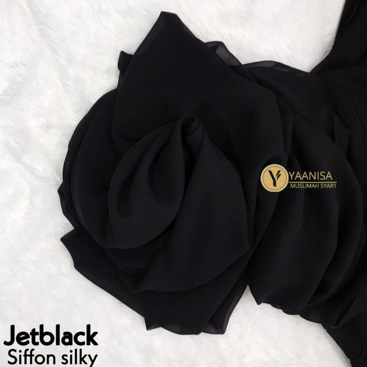 Ready Stok  sifon silky arab jetblack, siffon silky arab jetblack, kain sifon silky jetblack premium