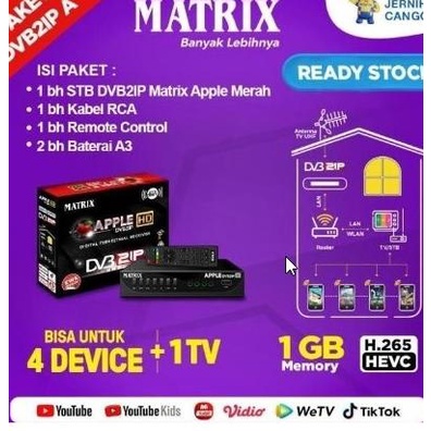 Set Top Box Dvb2Ip Tv Digital Matrix Apple Merah dongle dan wifi