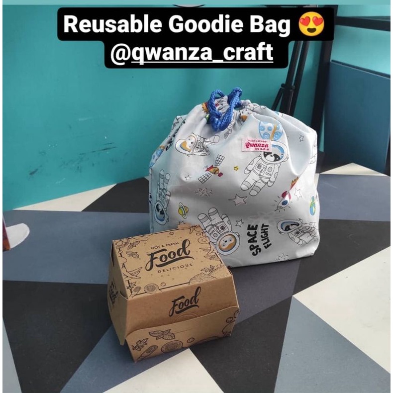 

QWANZA REUSABLE GOODIE BAG, goodie bag katun untuk ulang tahun.