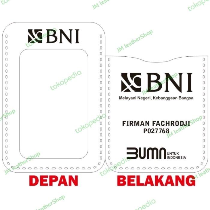 

Lanyard BNI - Lanyard BRI - Name tag kulit asli custom logo dan nama
