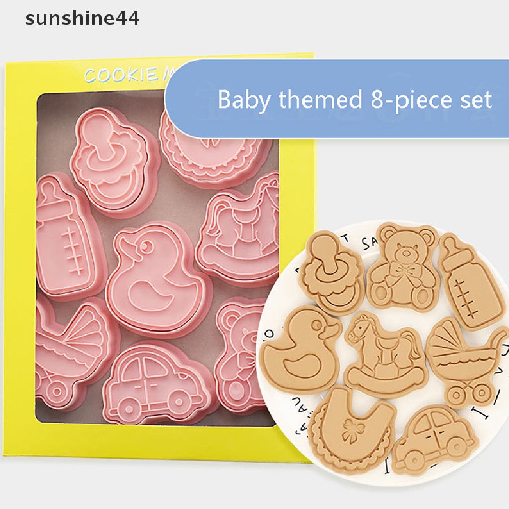 Sunshine 8pcs/Set DIY Cetakan Biskuit Kartun Bayi Cookie Cutter Cartoon Biscuit Mold.