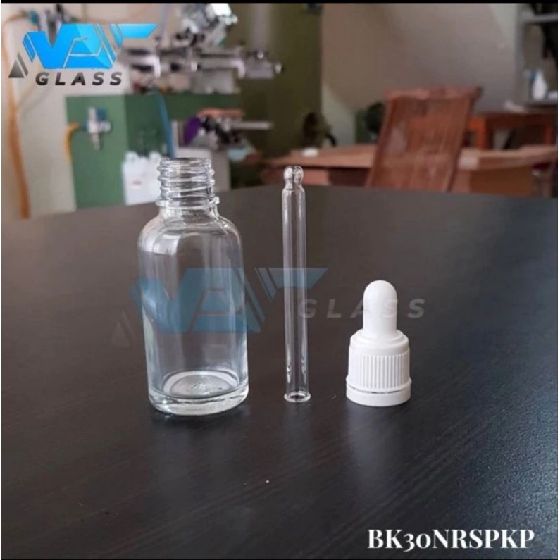 botol pipet kaca 30ml bening / botol serum 30ml / botol tetes 30ml