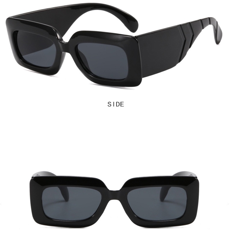 Kacamata Hitam Hip Hop Snakeskin Untuk Wanita Pria Square Wide Temple Eyewear