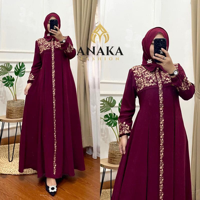 Fashion Muslim Gamis RENATA  INARA  HAVAYA crinkle bordir cringkle airflow dress maxy kekinian terlaris