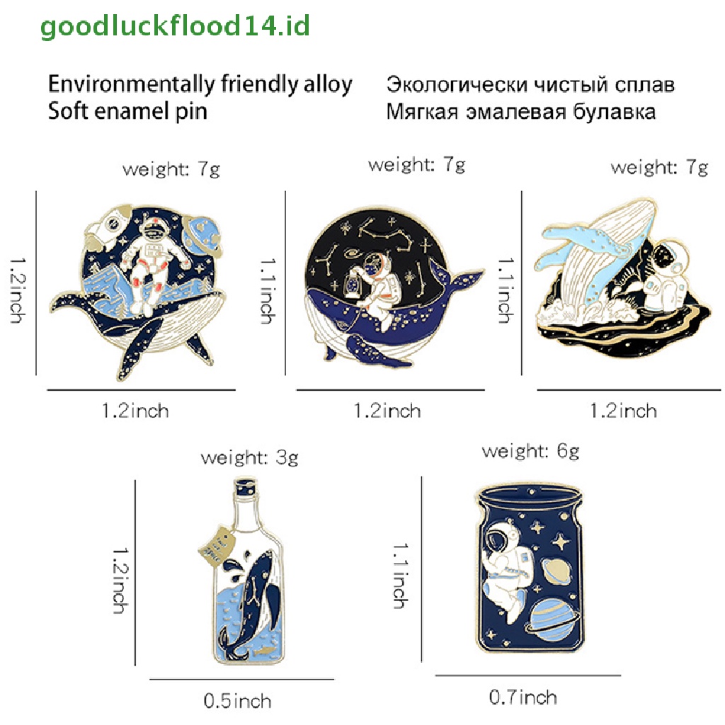 [GOOGFOUR] 5 Pcs Astronot Whale Enamel Pin Drift Wishing Bottle Bros Badge Perhiasan Hadiah [TOP]