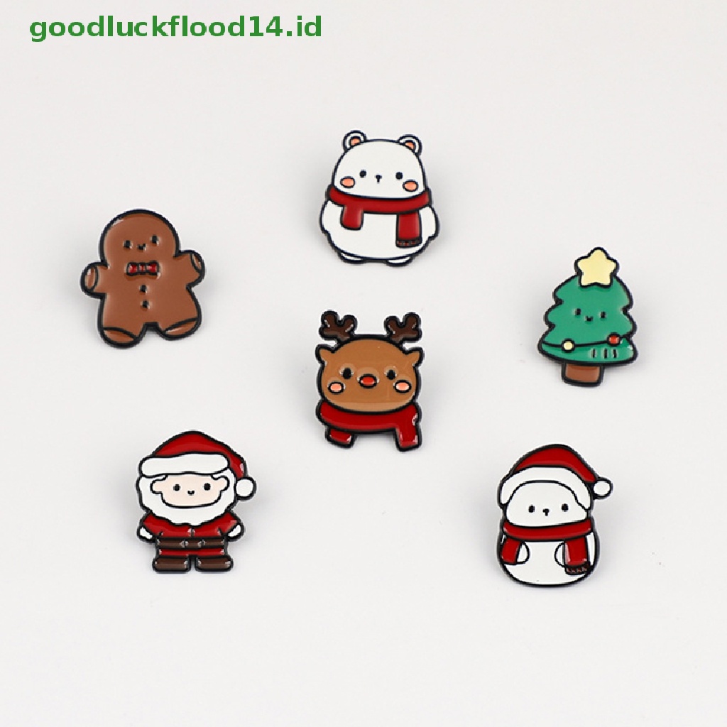 [GOOGFOUR] Kartun Santa Claus Enamel Pin Elk Pohon Pinus Snowman Beruang Boneka Alloy Bros Lencana Hadiah Natal Untuk Anak [TOP]