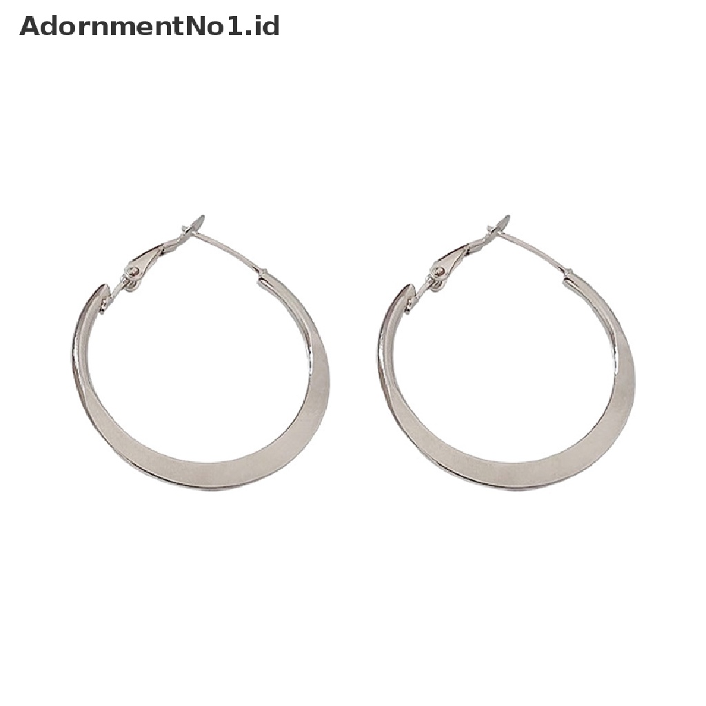 [AdornmentNo1] Anting Hoop Hati Untuk Wanita Punk Anting Cinta Besar Sederhana Berongga Logam Warna Emas Perak Perhiasan Femme Jewellery [ID]