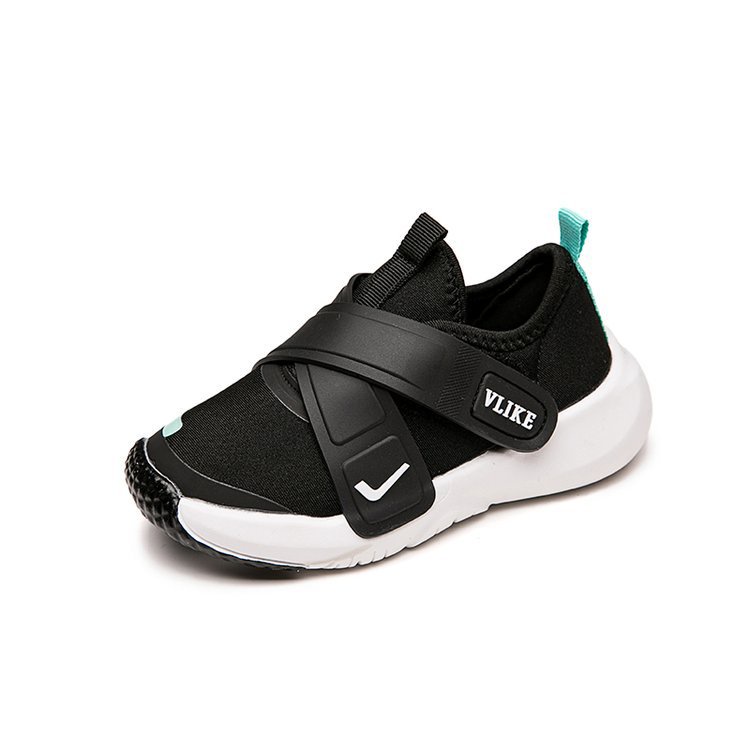 HNK Sepatu Sneaker Slip On Velcro Anak Ringan Laki Laki Perempuan | SLIP ON VLIKE FLEX BLACK