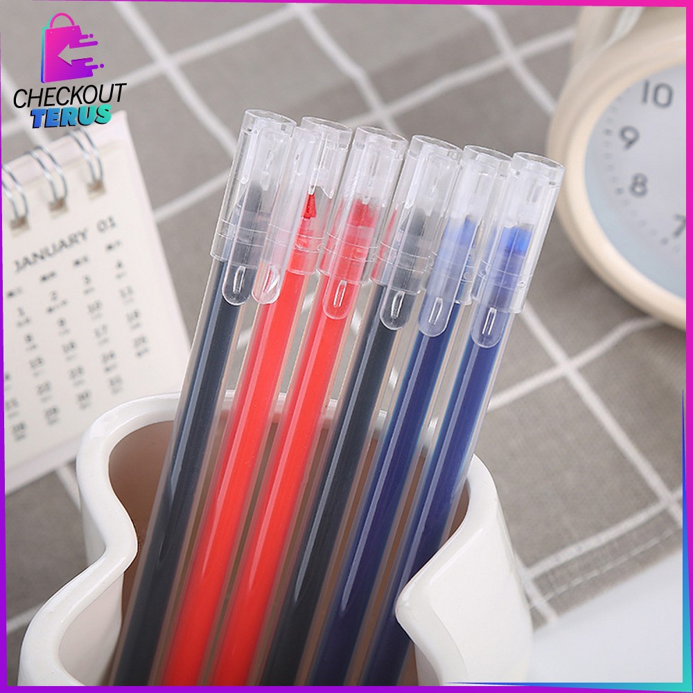 CT A46 Pena Gel Alat Tulis Pulpen 0.5mm Motif Polos Perlengkapan Sekolah Ballpoint Simple Pulpen Cair Kantor Import