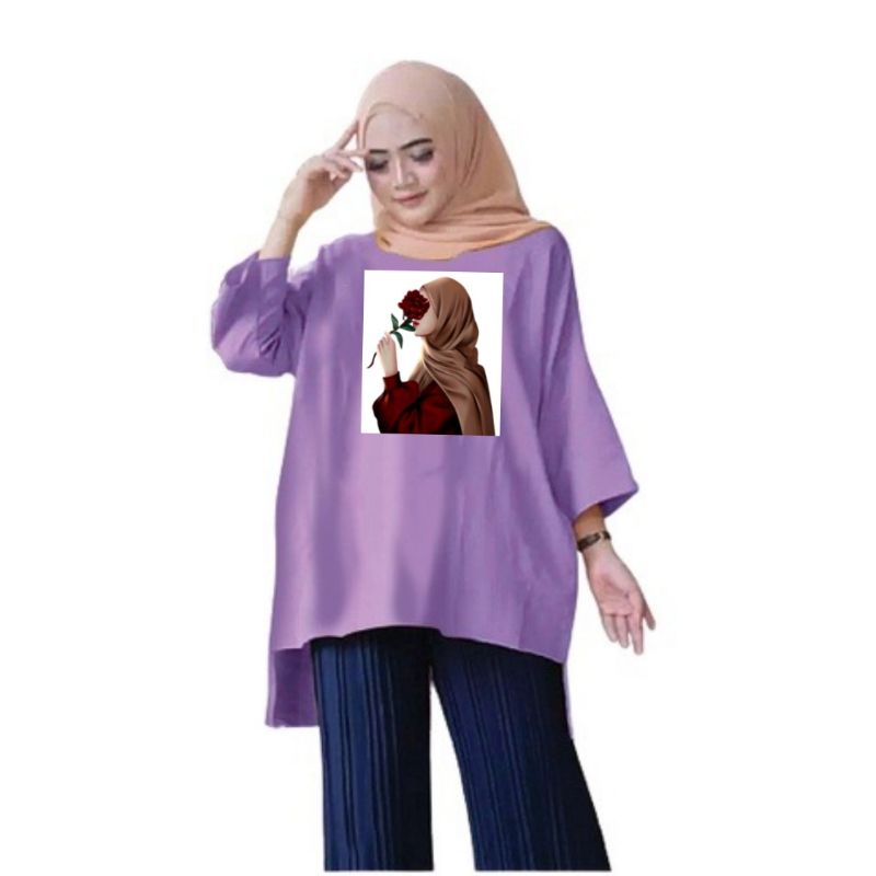 Atasan Baju Tunik Kaos Wanita Oversize LD 130 Cm Terbaru 2023 Viral Gambar DTF Bahan Kaos Babyterry . Atasan Baju Wanita Santai Tunik Wanita Dewasa Cewek Jumbo Kekinian Murah Big Size Mawar