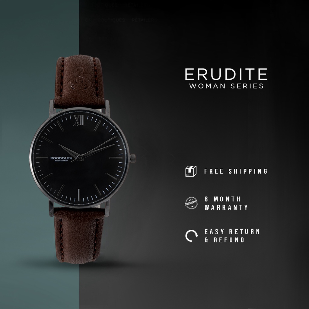(Aii.Beauty) Roodolph Watch - Erudite Black Brown 32mm | Jam Tangan Wanita | Jam Tangan Analog